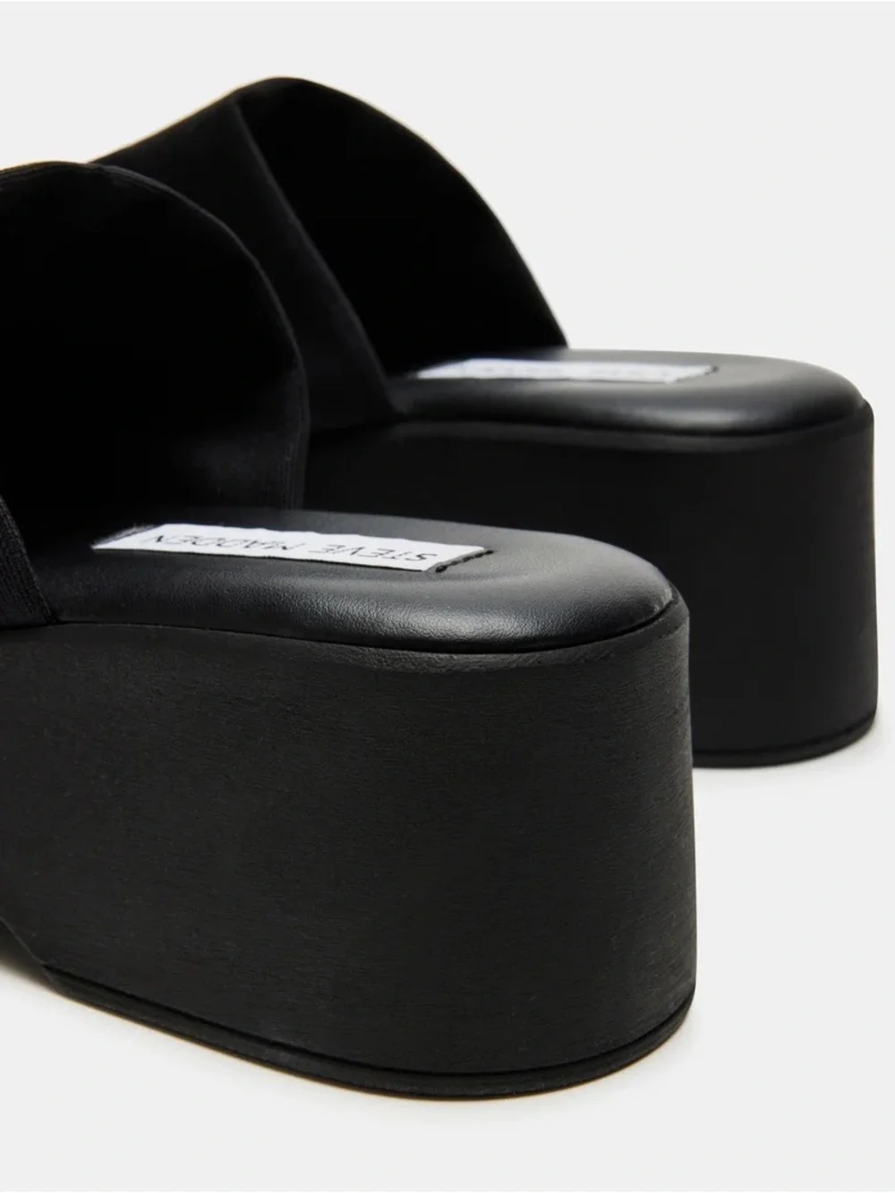 Steve Madden Slinky30 Black Platform Slide Sandals